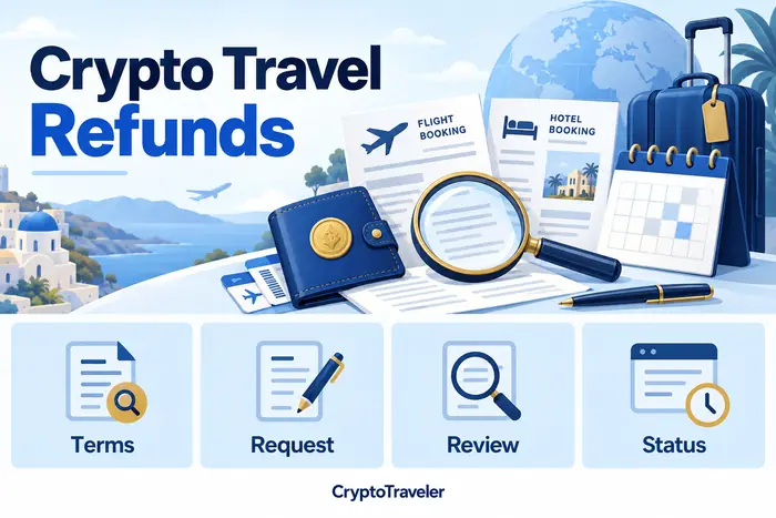 Travel booking documents and a calendar under review, with terms, request, review and status panels.