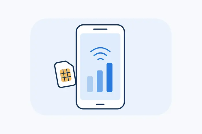 Phone with a data meter and a SIM symbol.