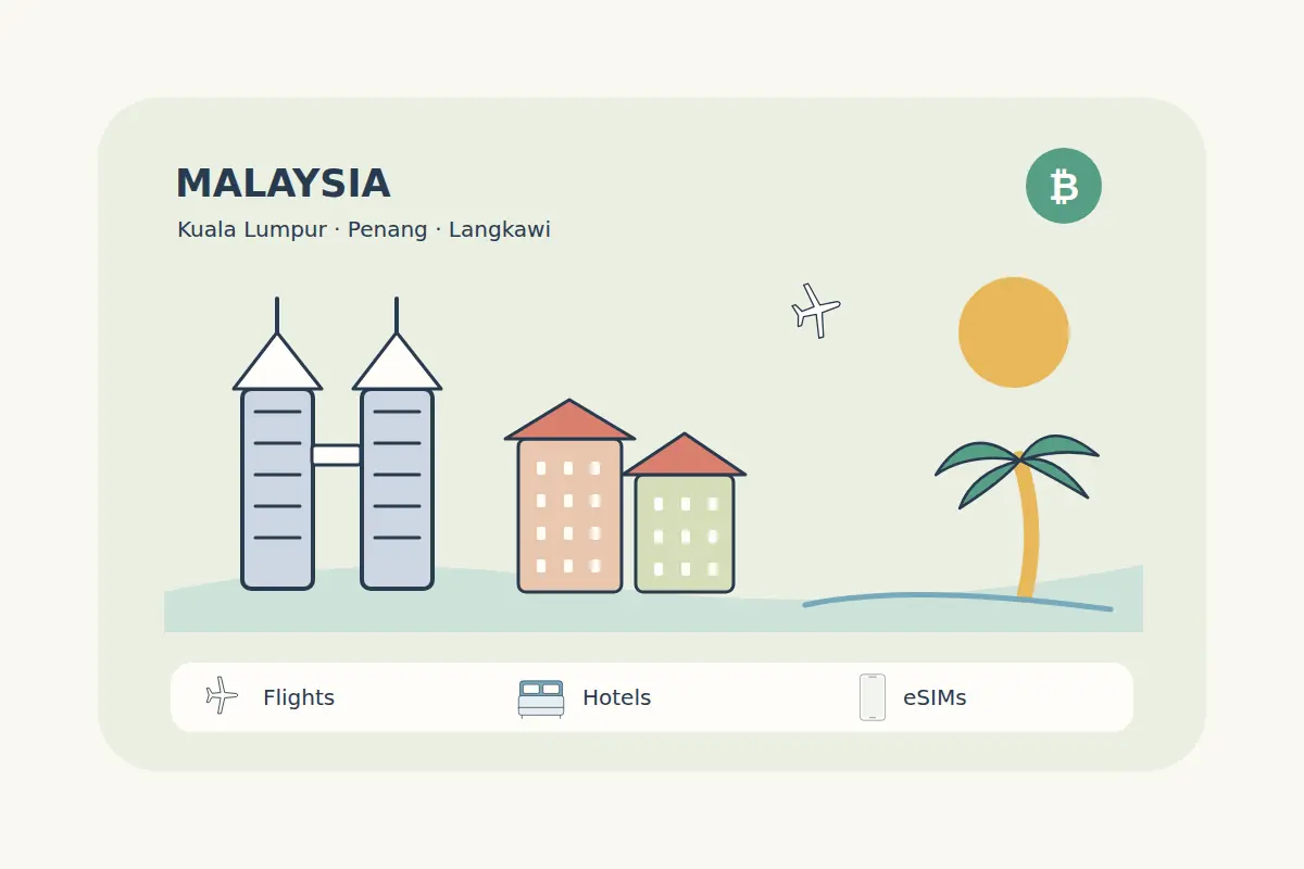 Kuala Lumpur-inspired twin towers and warm Penang-inspired shophouses sit beside a Langkawi-inspired palm and water in an original Malaysia scene.